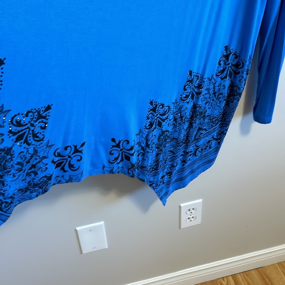 Asymmetrical long tunic by Bianca Nygard, women’s, size L-XL, blue with black - Picture 4 of 7